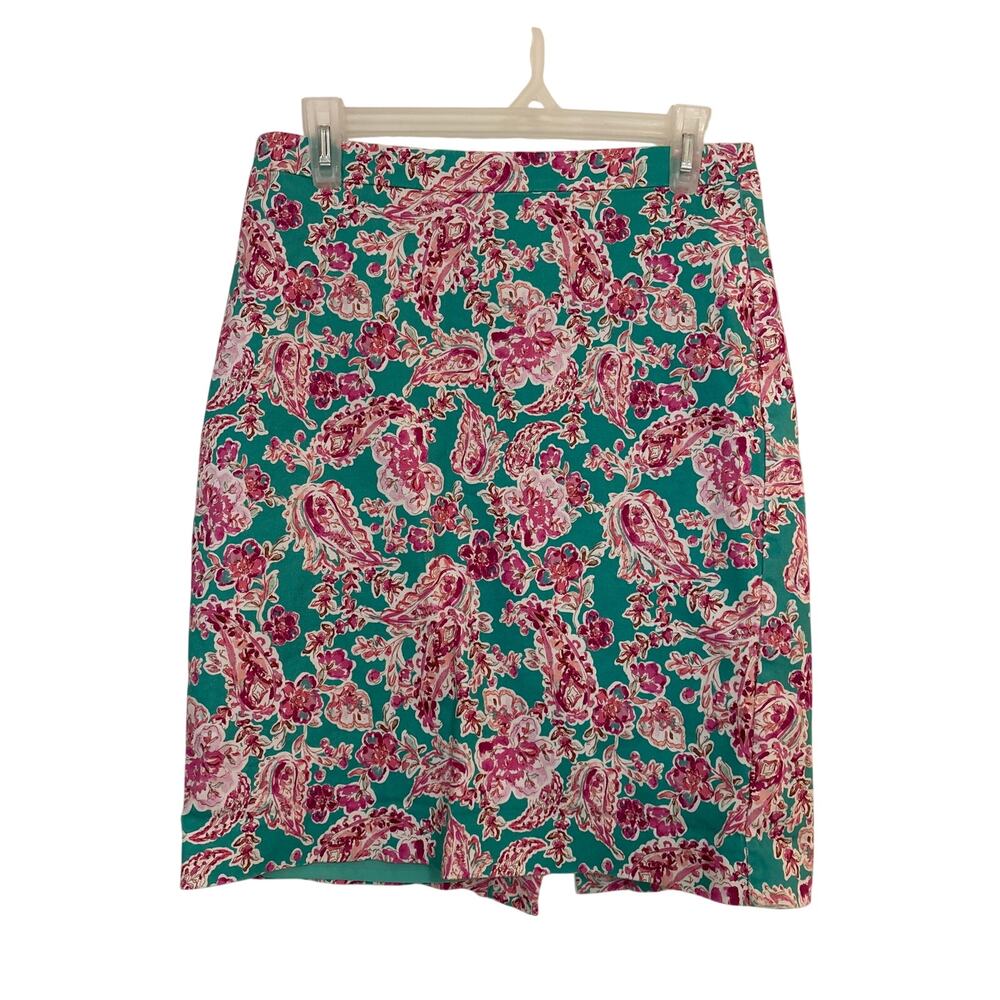 Womens J. Crew Outlet Skirt Lined Teal and Pink Size 6